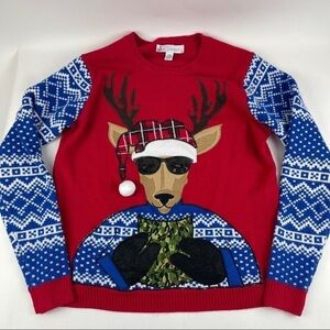 Jolly Sweaters Mens Large Red Reindeer Bottle Holder